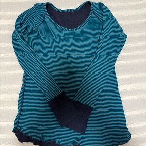 Sz 12 Lululemon athletica Teal and Navy Striped Long Sleeve Top (reversible)